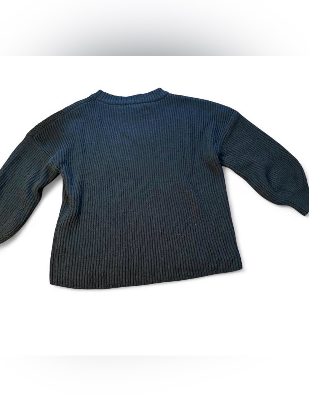 Black Ribbed Knit Oversized Sweater Top Puff Sleeves size Small Womens - Picture 7 of 7